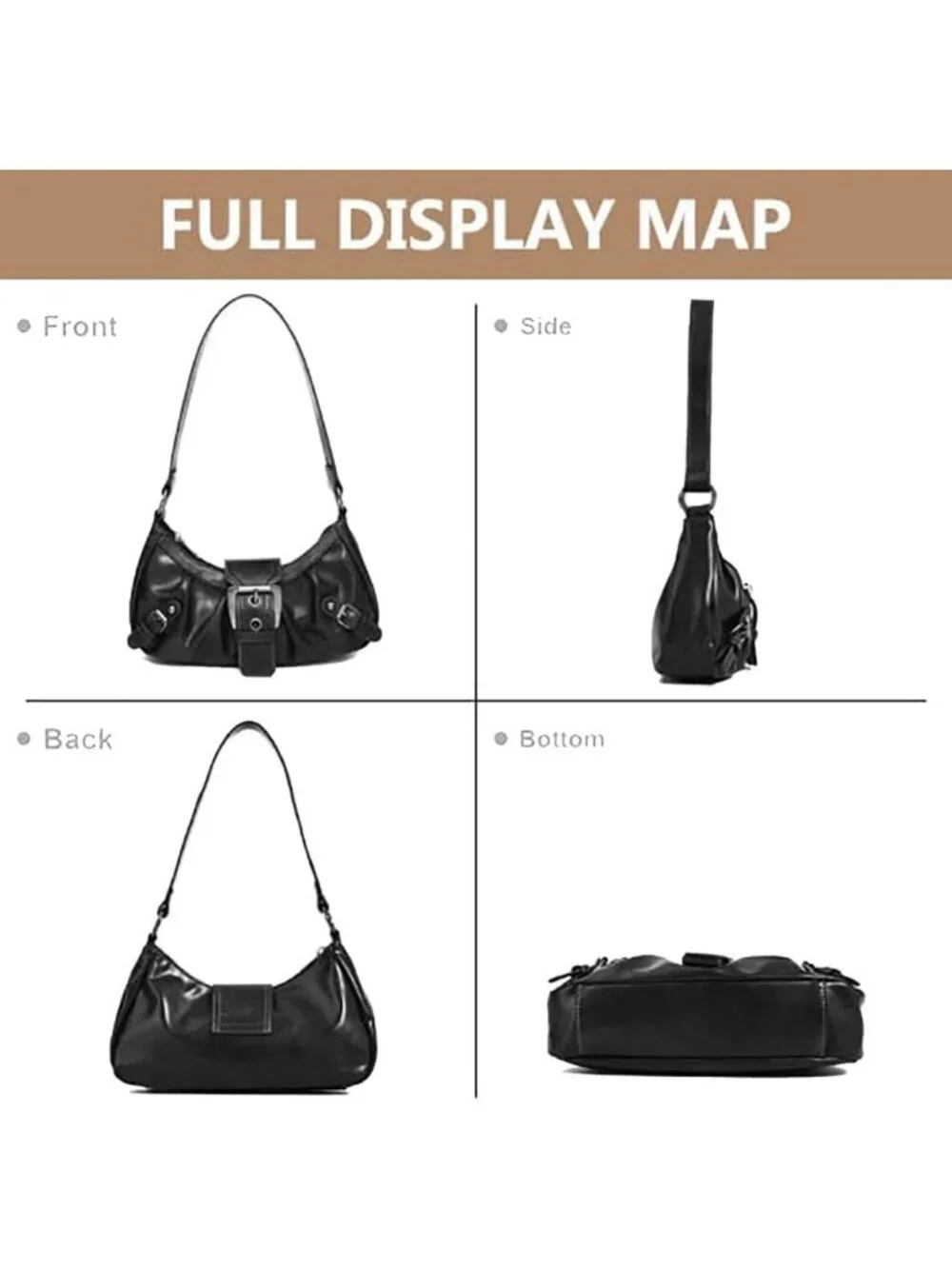 Trendy Y2K Leather Hobo Clutch Purse, Punk Style Shoulder Bag for Women